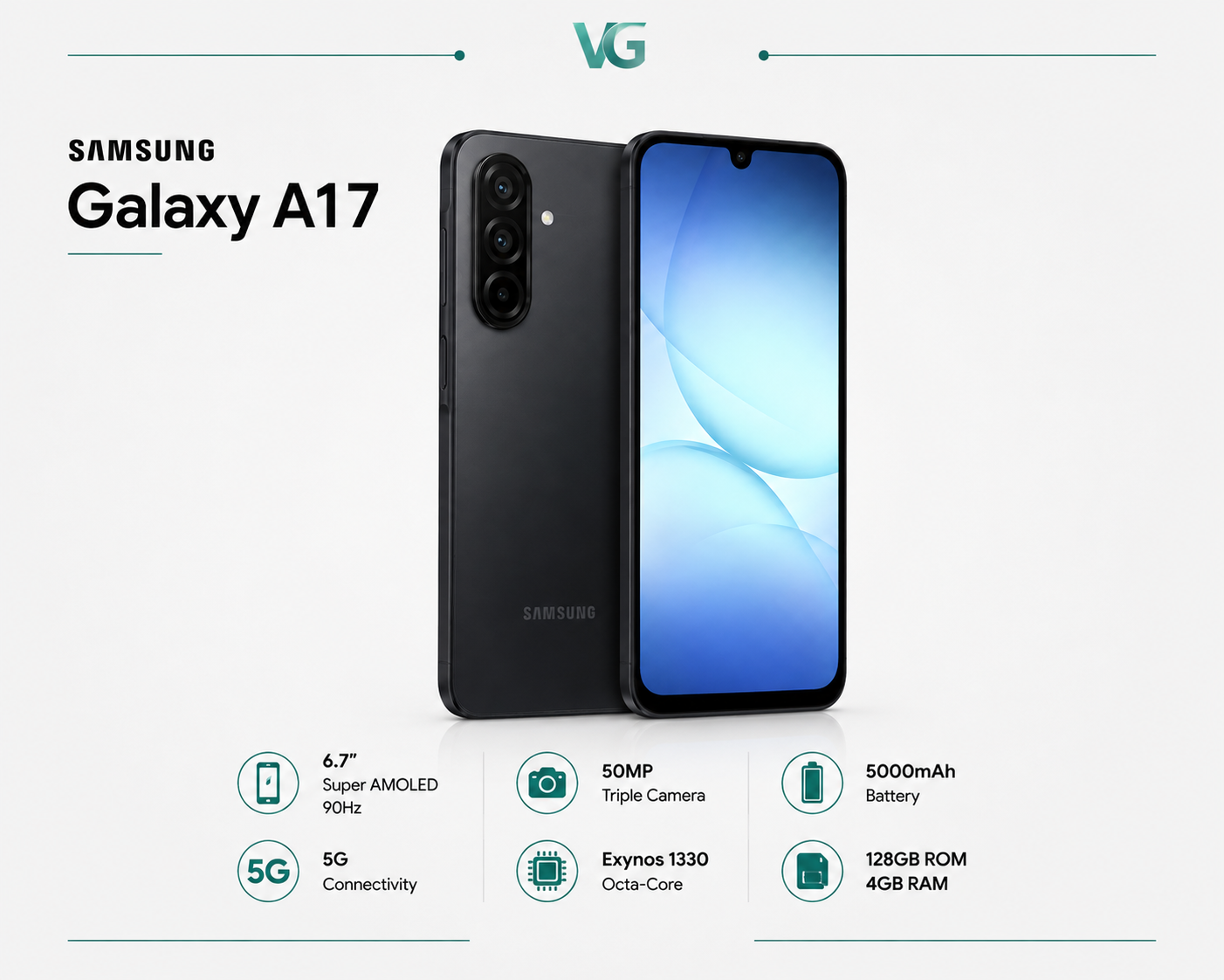 گوشی موبایل سامسونگ مدل Galaxy A17 4G دو سیم کارت ظرفیت 128 گیگابایت و رم 4 گیگابایت - ویتنام - ولترا گجت